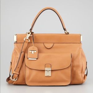 NEW Tory Burch Tan Priscilla Small Framed Satchel